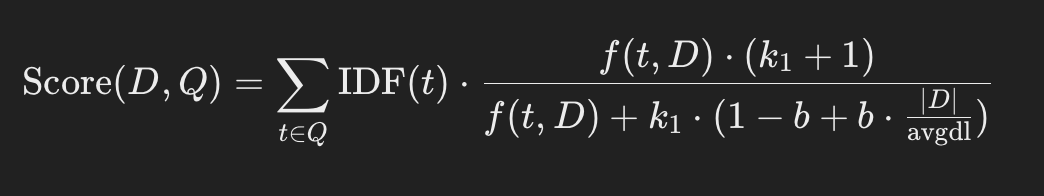 BM25 algorithm (formula)